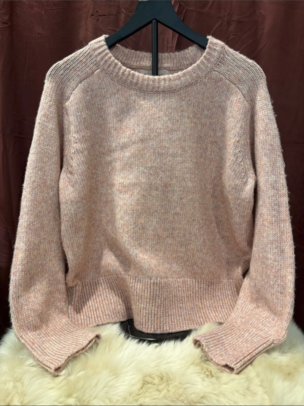 Philosophy Cozy Women's Crewneck Knit Sweater - Blush Heather Size Large